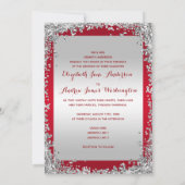 グリッターフレーム&ダ結婚イヤモンドの結婚リングや輪 招待状 (裏面)