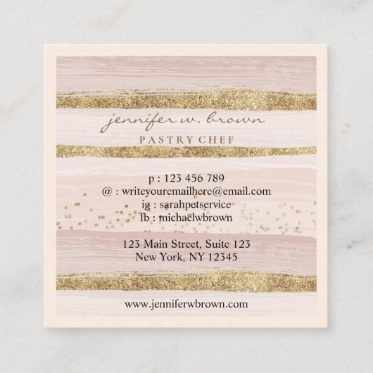 グリッターフローラケーキベーカリーペストリー スクエア名刺 (裏面)