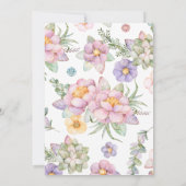 グリッターフローラユニコーンガールズモダンバースデーパーティー 招待状 (裏面)