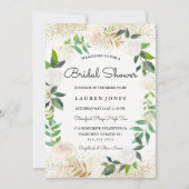グリッターフローラリースブライダルシャワー招待 招待状 (正面)