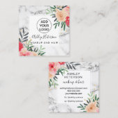 グリッターフローラ水彩大理石ロゴヘア化粧 スクエア名刺 (正面/裏面)