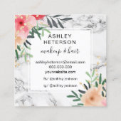 グリッターフローラ水彩大理石ロゴヘア化粧 スクエア名刺 (裏面)