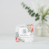 グリッターフローラ水彩大理石ロゴヘア化粧 スクエア名刺 (スタンド正面)