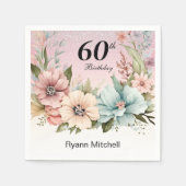 グリッターフローラ誕生日パーティー スタンダードカクテルナプキン (正面)