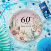 グリッターフローラ誕生日パーティー ペーパープレート (パーティー)