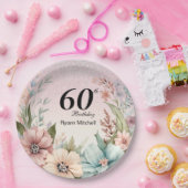 グリッターフローラ誕生日パーティー ペーパープレート (パーティー)