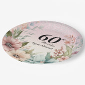 グリッターフローラ誕生日パーティー ペーパープレート (アングル)