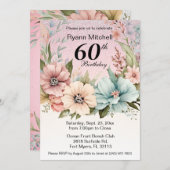 グリッターフローラ誕生日パーティー 招待状 (正面/裏面)