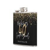 グリッターブモダンラックと金ゴールド40歳の誕生日 フラスク (左)