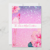 グリッターブライダルシャワーフラミンゴフローラシック 招待状 (裏面)