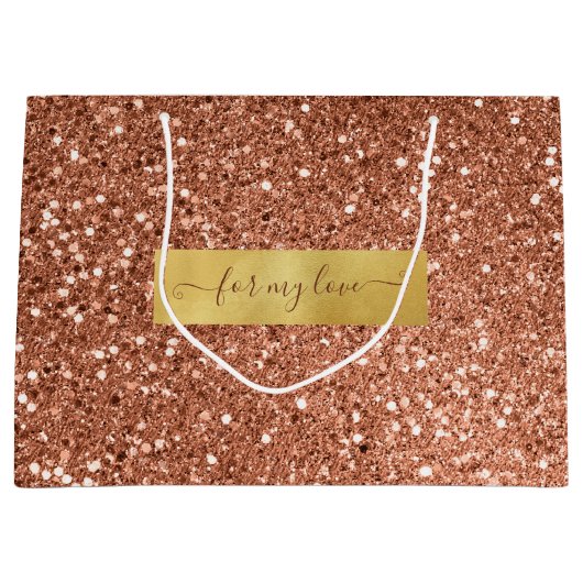 グリッターブラウンブロンズカスタムことわざ ラージペーパーバッグ (正面)