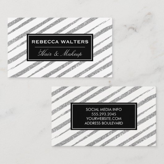 グリッターブラシストライプのストローク 名刺 (正面/裏面)