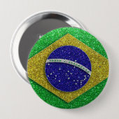 グリッターブラジル国旗きらきら光る 缶バッジ (正面&裏面)
