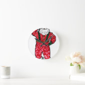 グリッターブラックサンタクロース ラウンド壁時計 (ホーム)