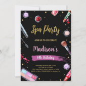 グリッターブラックスパ誕生日招待状 招待状 (正面)
