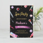 グリッターブラックスパ誕生日招待状 招待状 (スタンド正面)