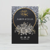 グリッターブラックバラ花Save the Date セーブザデート (スタンド正面)