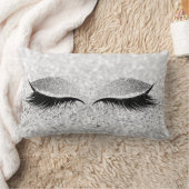 グリッターブラックメイクアップ目まぶしホワイトシルバー目 ランバークッション (ブランケット)