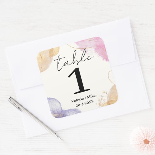 グリッターブラック書道表結婚数 スクエアシール (封筒)