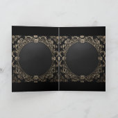 グリッターブラック結婚ピンク 招待状 (内部)