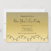 グリッターブラック金ゴールド新年のイブパーティー2023 招待状 (正面)