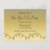 グリッターブラック金ゴールド新年のイブパーティー2026 インビテーションポストカード (正面)