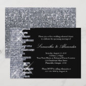 グリッターブラック/シルバー グラマラス リハーサルディナー 招待状 (正面/裏面)