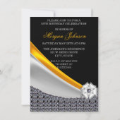 グリッターブラック&金ゴールドファブラス50誕生日 招待状 (裏面)