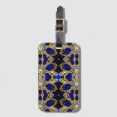 グリッターブルーと金ゴールドの菱形石 ラゲッジタグ (正面縦)