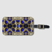 グリッターブルーと金ゴールドの菱形石 ラゲッジタグ (正面横)