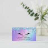 グリッターブルーアイラッシュエクステンションロイヤリティ 名刺 (スタンド正面)