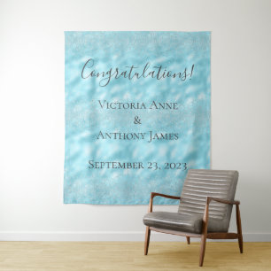 グリッターブルークリスタルエレガントウェディングカスタマイズ タペストリー