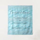 グリッターブルークリスタルエレガントウェディングカスタマイズ タペストリー (正面)