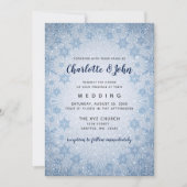 グリッターブルースノーフレーク冬の結婚式の招待状 招待状 (正面)