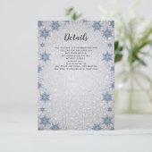 グリッターブルースノーフレーク冬ウェディング詳細カード エンクロージャーカード (スタンド正面)