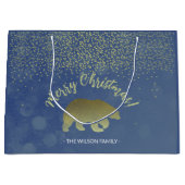 グリッターブルーナイトスカイアンドゴールデンベア ラージペーパーバッグ (正面)