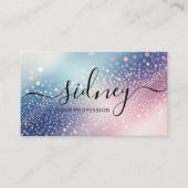 グリッターブルーピンク背景 名刺 (正面)