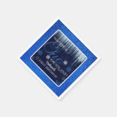 グリッターブルーファースト誕生日ウィンターワンダーランド スタンダードカクテルナプキン (角)