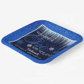 グリッターブルーファースト誕生日ウィンターワンダーランド ペーパープレート (傾斜あり)