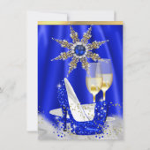 グリッターブ王室のルーハイヒール金ゴールドシャンパンパーティー 招待状 (裏面)