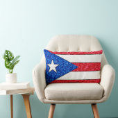 グリッタープエルトリコ国旗の長方形ピロー ランバークッション (椅子)