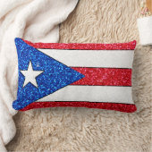 グリッタープエルトリコ国旗の長方形ピロー ランバークッション (ブランケット)