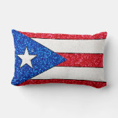 グリッタープエルトリコ国旗の長方形ピロー ランバークッション (裏面)
