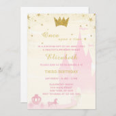 グリッタープリンセス誕生日招待状 招待状 (正面/裏面)