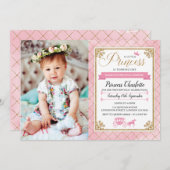 グリッタープリンセス1st誕生日パーティの招待状 招待状 (正面/裏面)