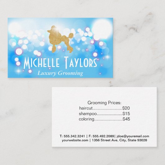 グリッタープードル | 《写真》ぼけ味グローきらめく 名刺 (正面/裏面)