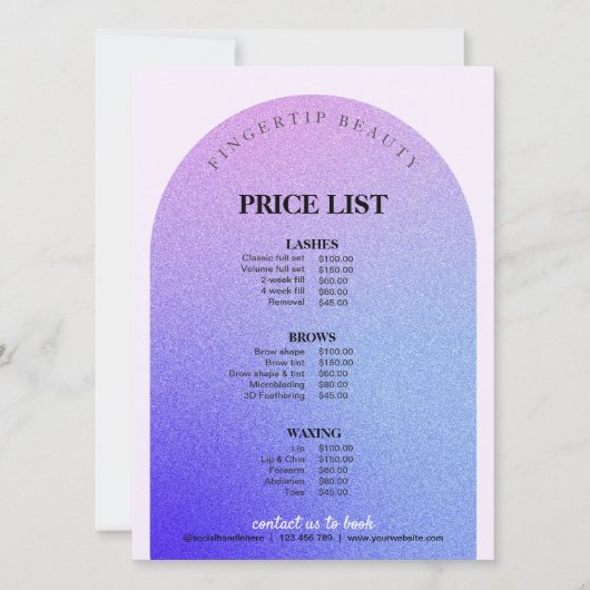 グリッターヘアスタイリスト爪、 ネイル美しいサロン価格表 (正面)