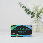 グリッターヘアメイクアップ黒背景美しいサロン 名刺 (スタンド正面)