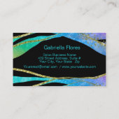 グリッターヘアメイクアップ黒背景美しいサロン 名刺 (裏面)