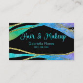 グリッターヘアメイクアップ黒背景美しいサロン 名刺 (正面)